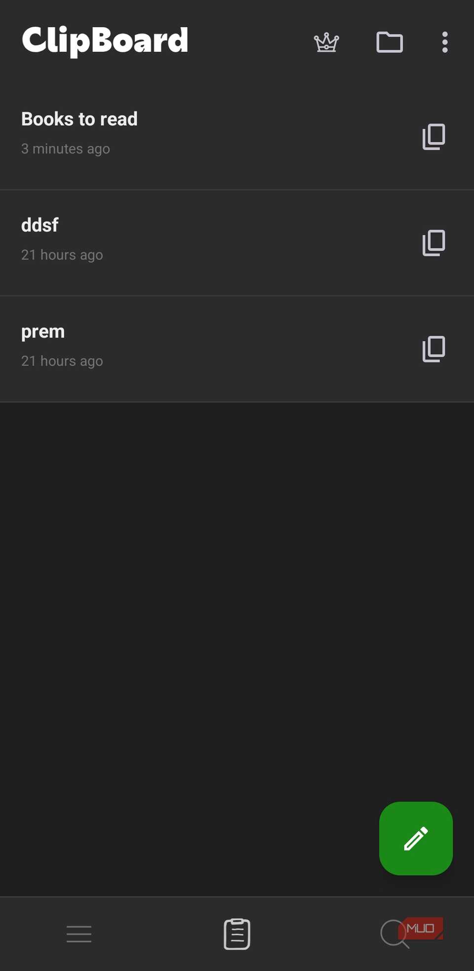 Clipboard app on phone