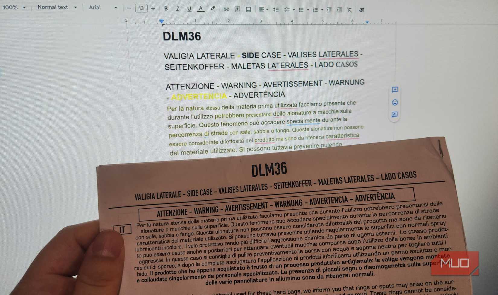 Converting a scanned document to text in Google Drive.