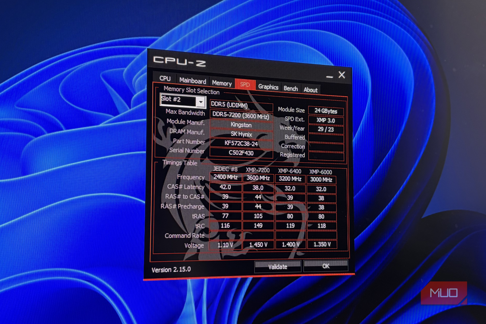 CPU-Z SPD tab opened on PC