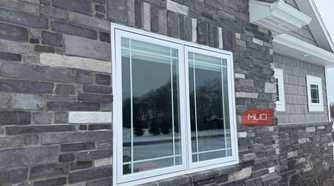 double casement window stone veneer