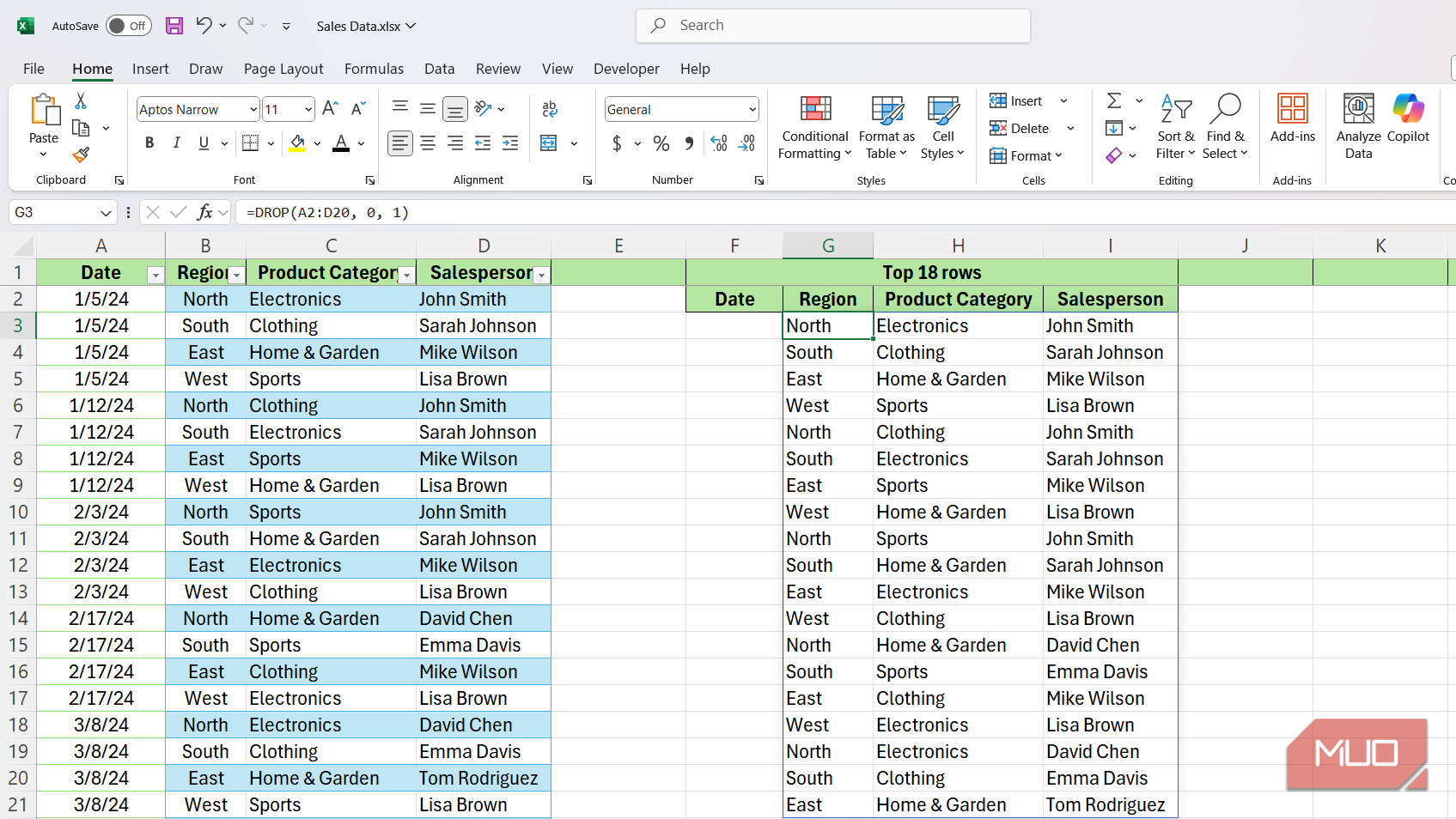 Use Excel's TAKE and DROP to make brilliant self-updating lists