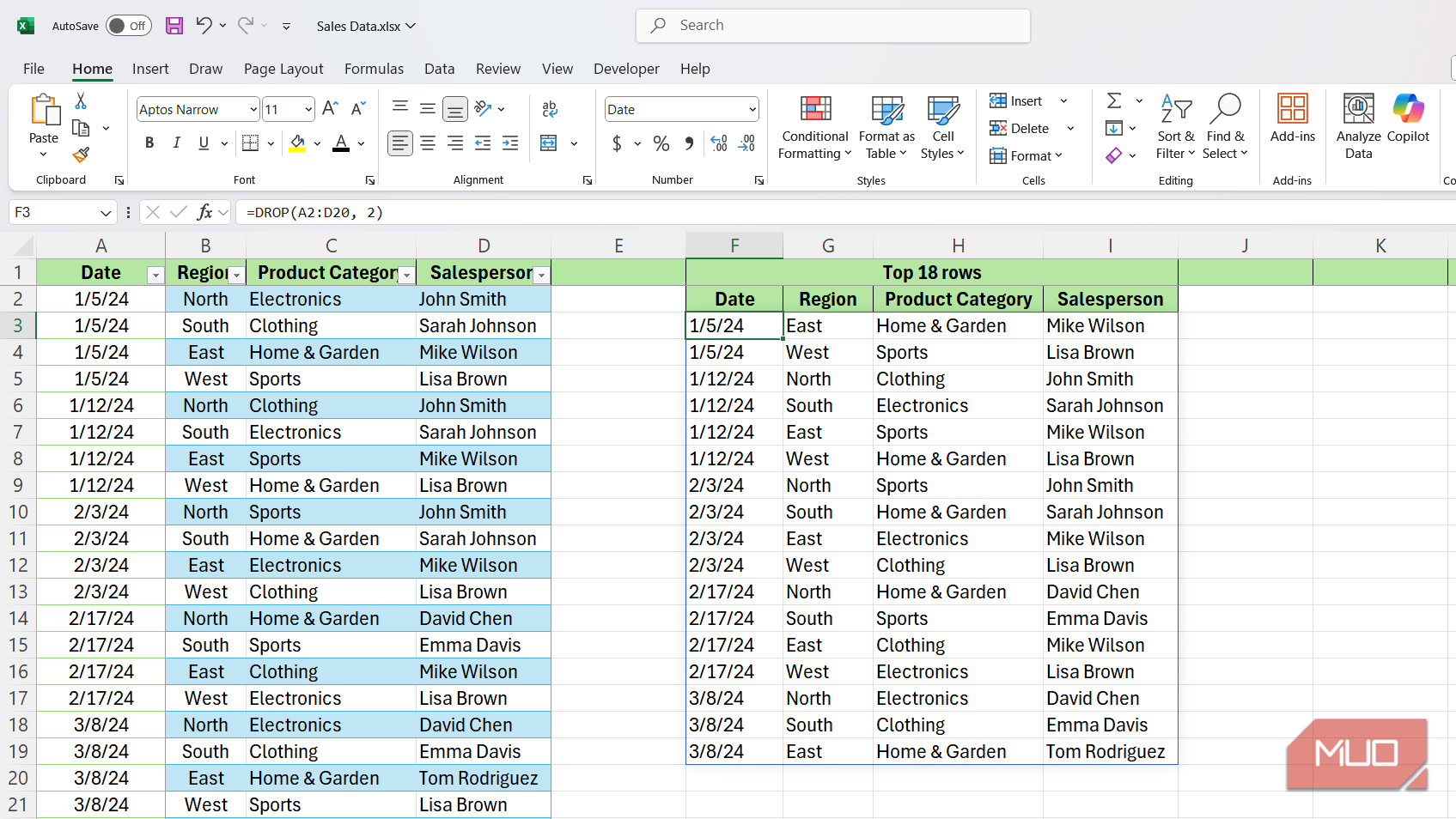 Use Excel's TAKE and DROP to make brilliant self-updating lists