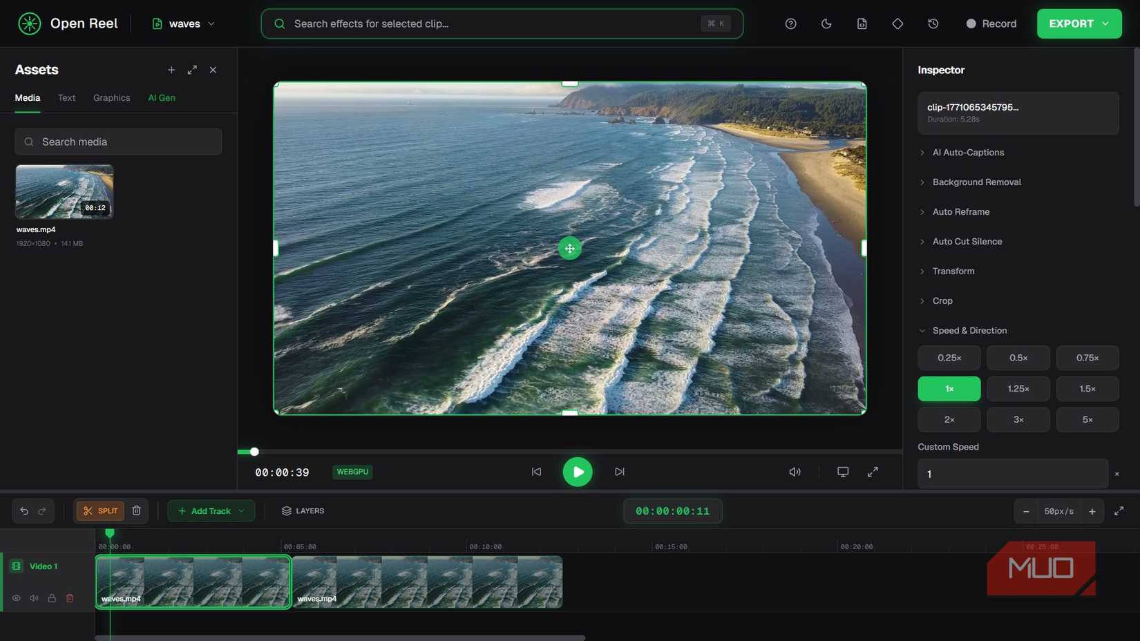 ویرایش یک ویدیو در OpenReel Video