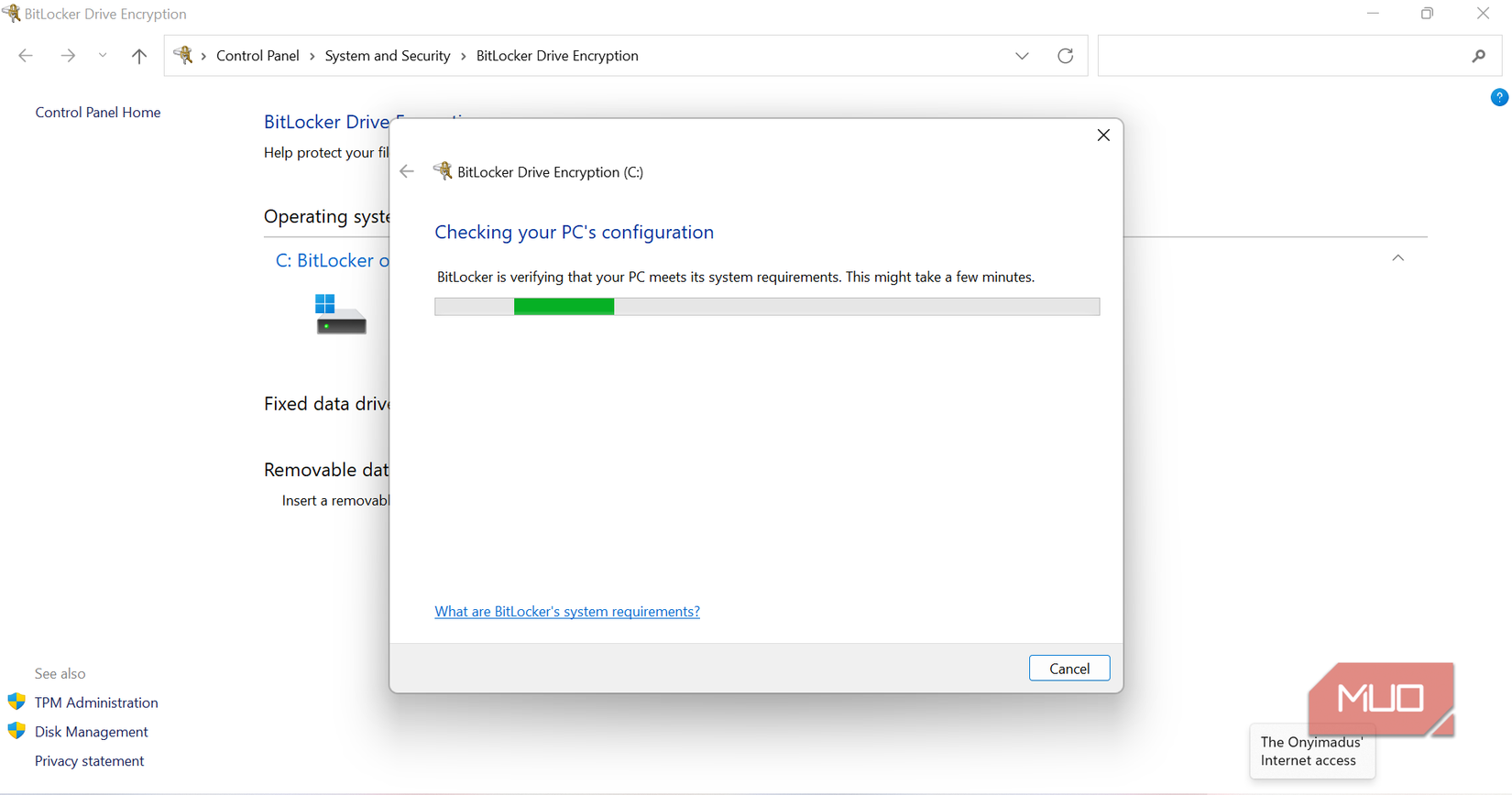 Enabling BitLocker