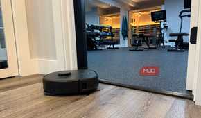 eufy x10 omni next to tall floor transition home gym
