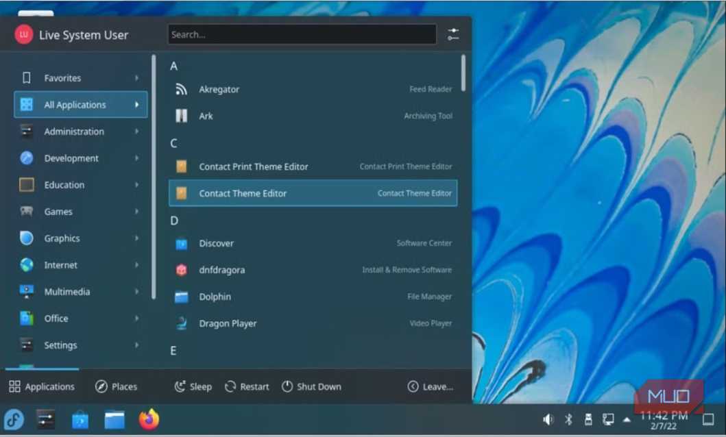 Fedora KDE plasma