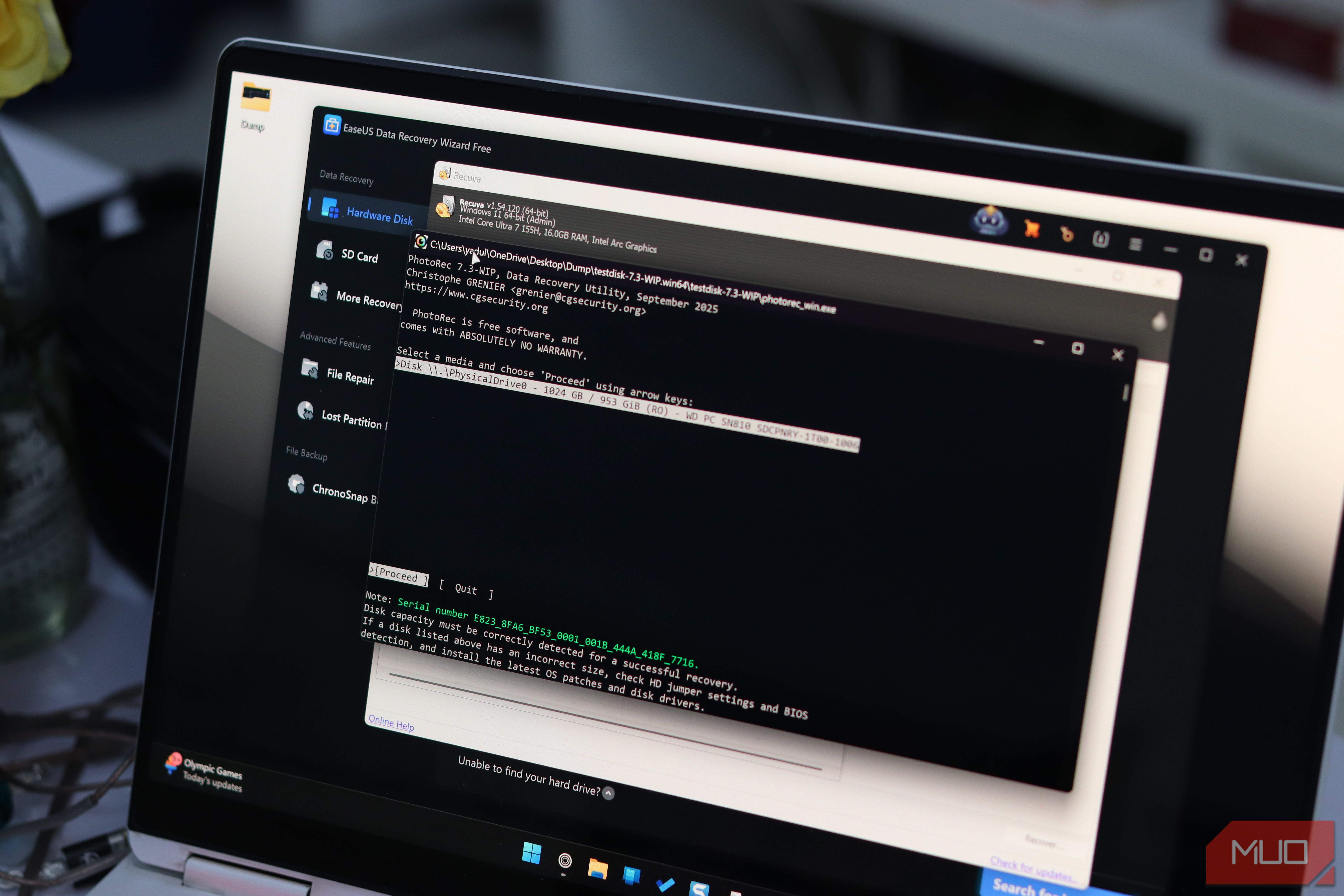 File recovery programs running on Windows 11.