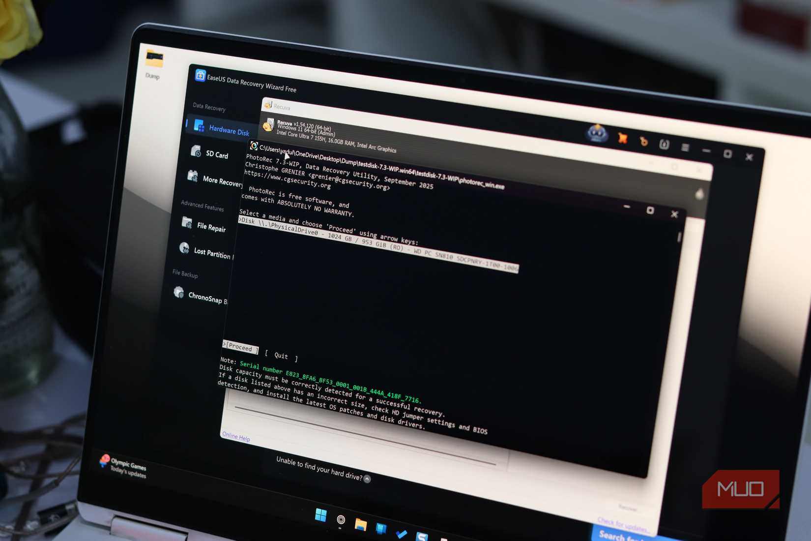 File recovery programs running on Windows 11.