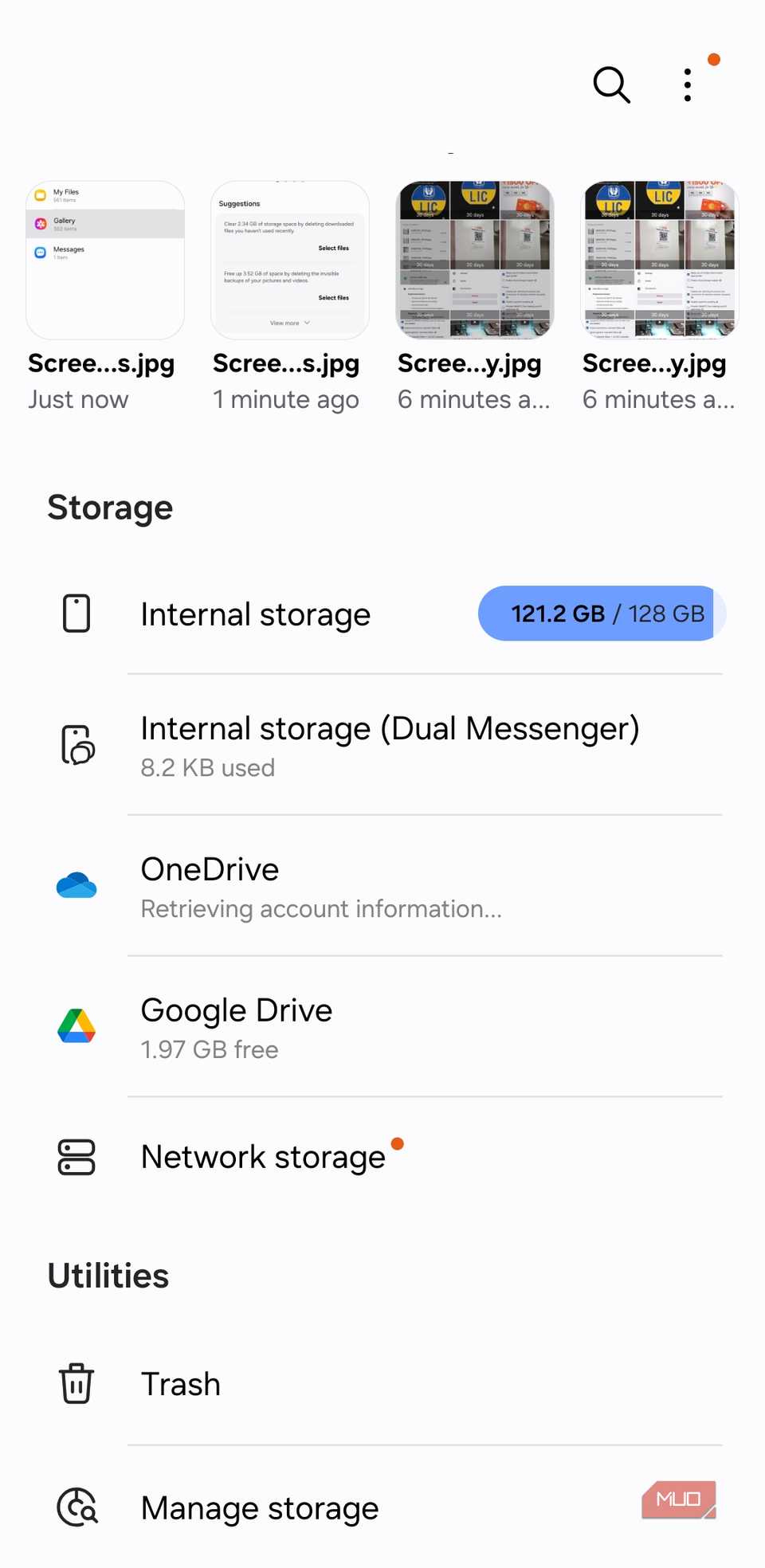 Aplicación de archivos en Samsung