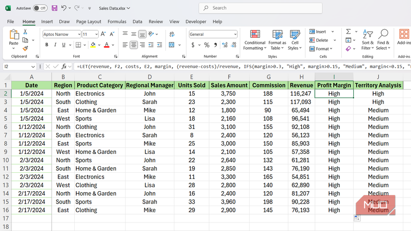 IFS এবং LET ফাংশন এক্সেলে লাভের মার্জিন নির্ধারণ করতে ব্যবহৃত হয়।