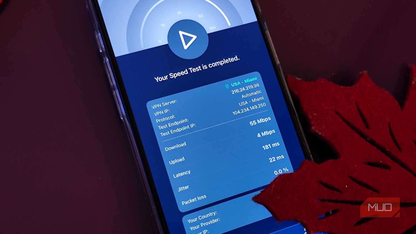 iPhone এ ExpressVPN-এ একটি গতি পরীক্ষা চালানো হচ্ছে