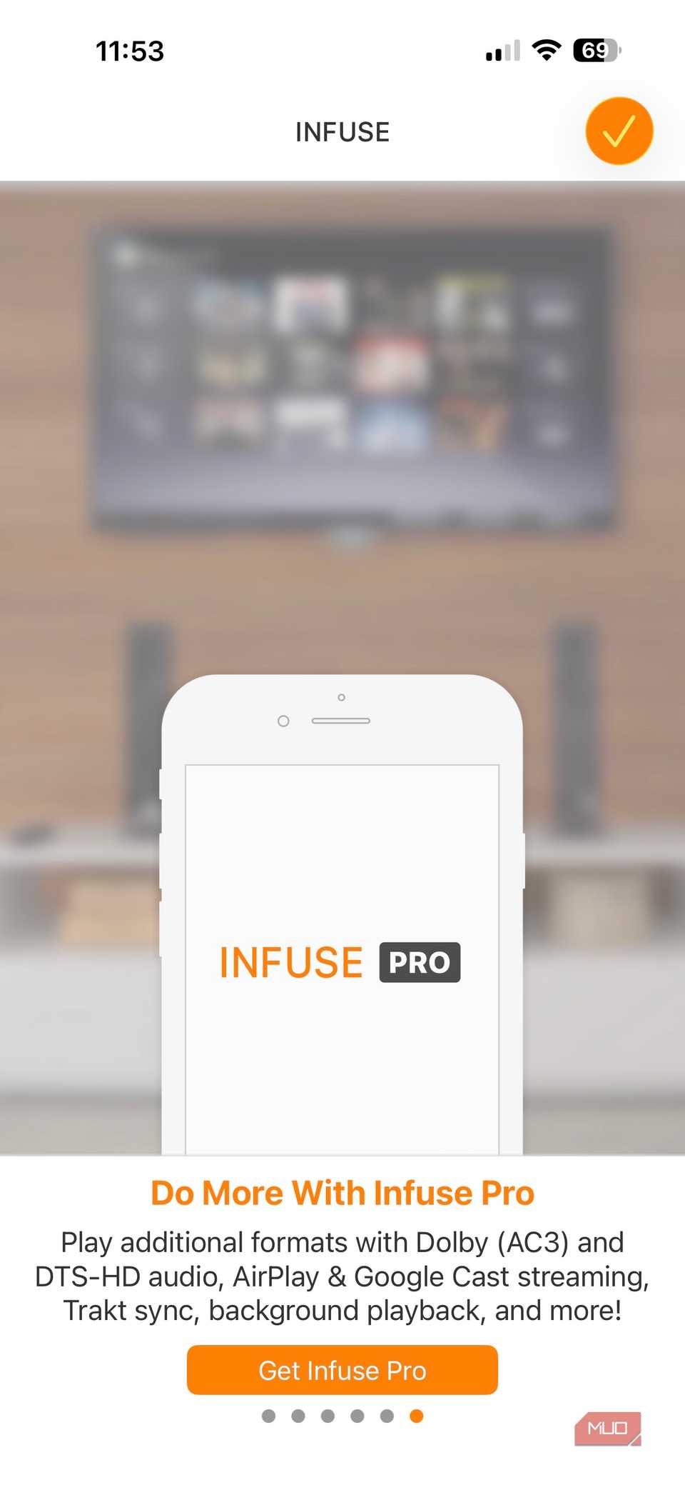 Screenshot of Infuse Premium solution on iPhone.