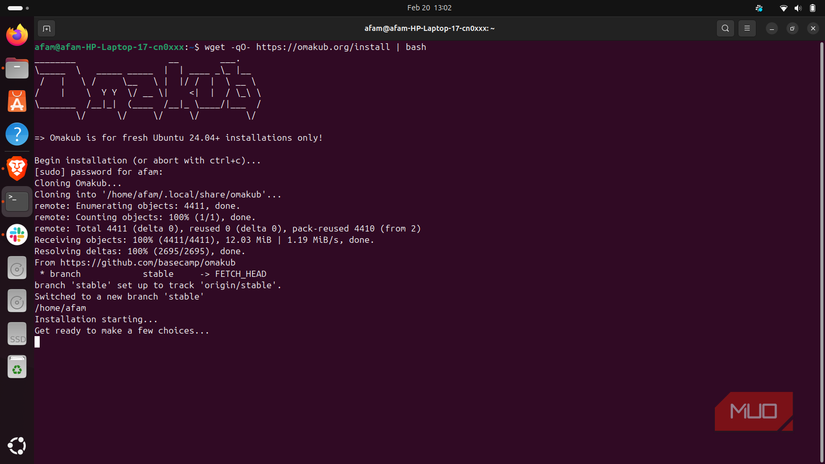 omacb ইনস্টল করা হচ্ছে