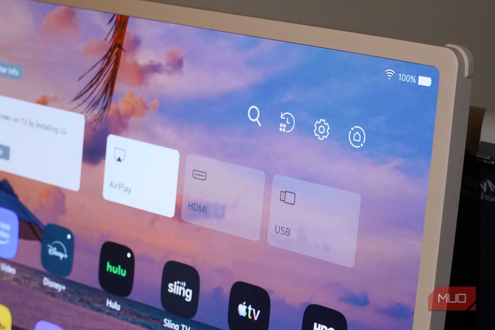 An LG smart TV connected to a Wi-Fi network.
