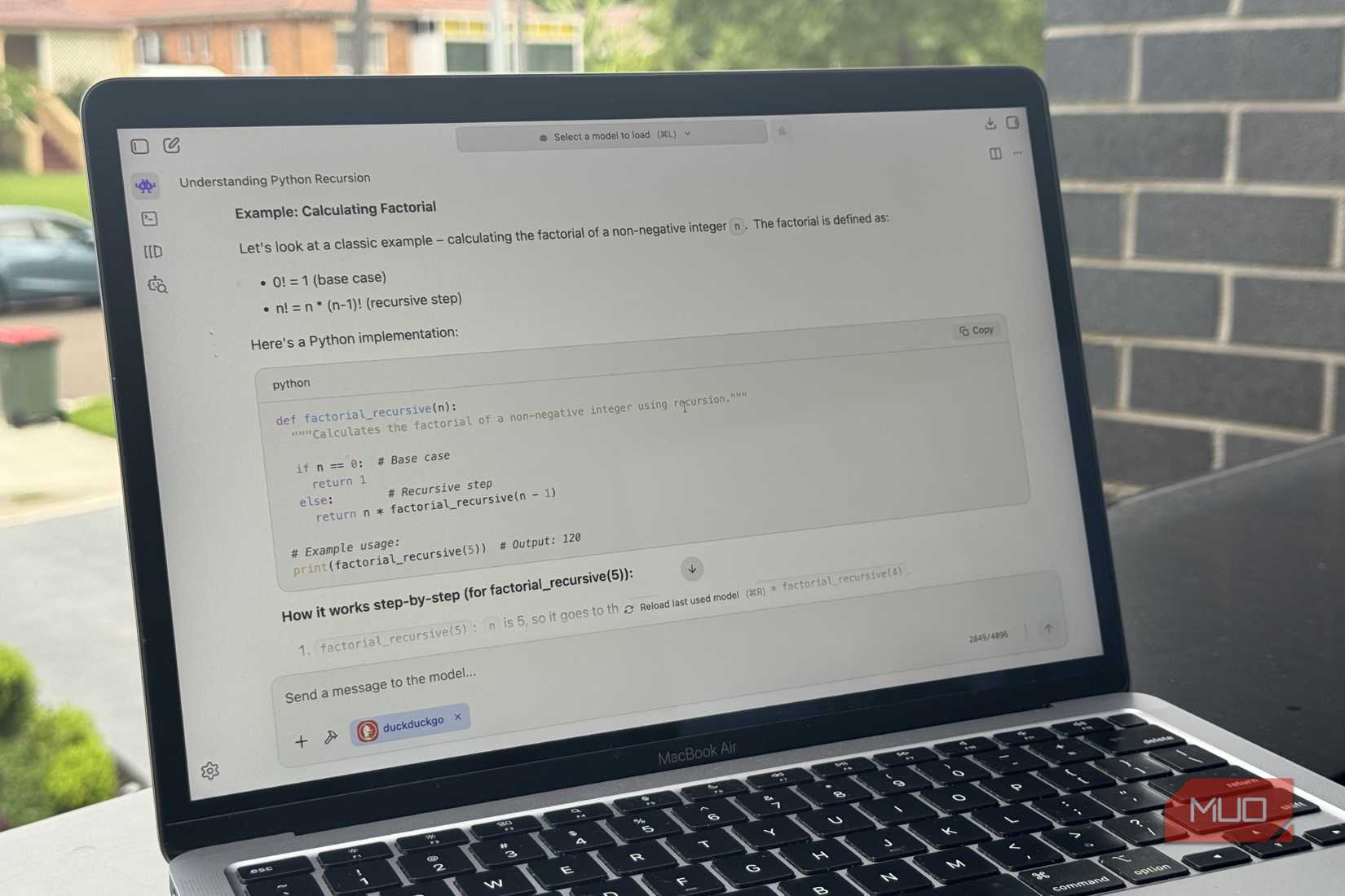 LM Studio running on a MacBook Air