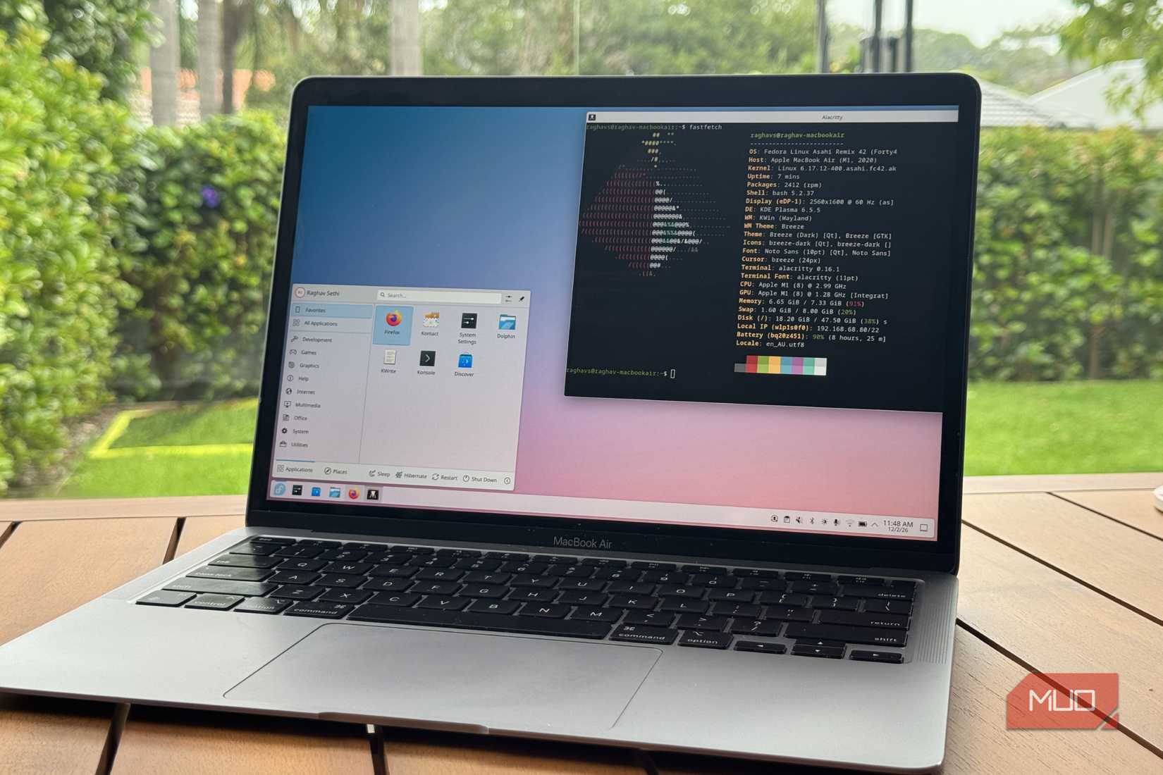 MacBook Air running Asahi Linux with a terminal window open
