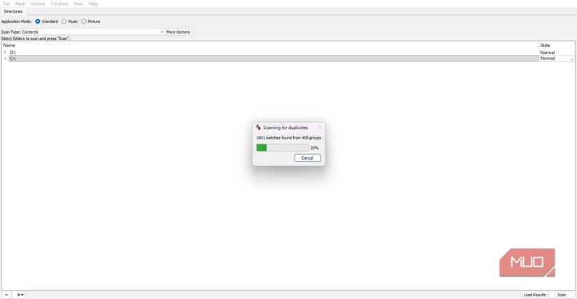 ডুপেগুরু স্ক্যানের সময় ম্যাচ গণনা