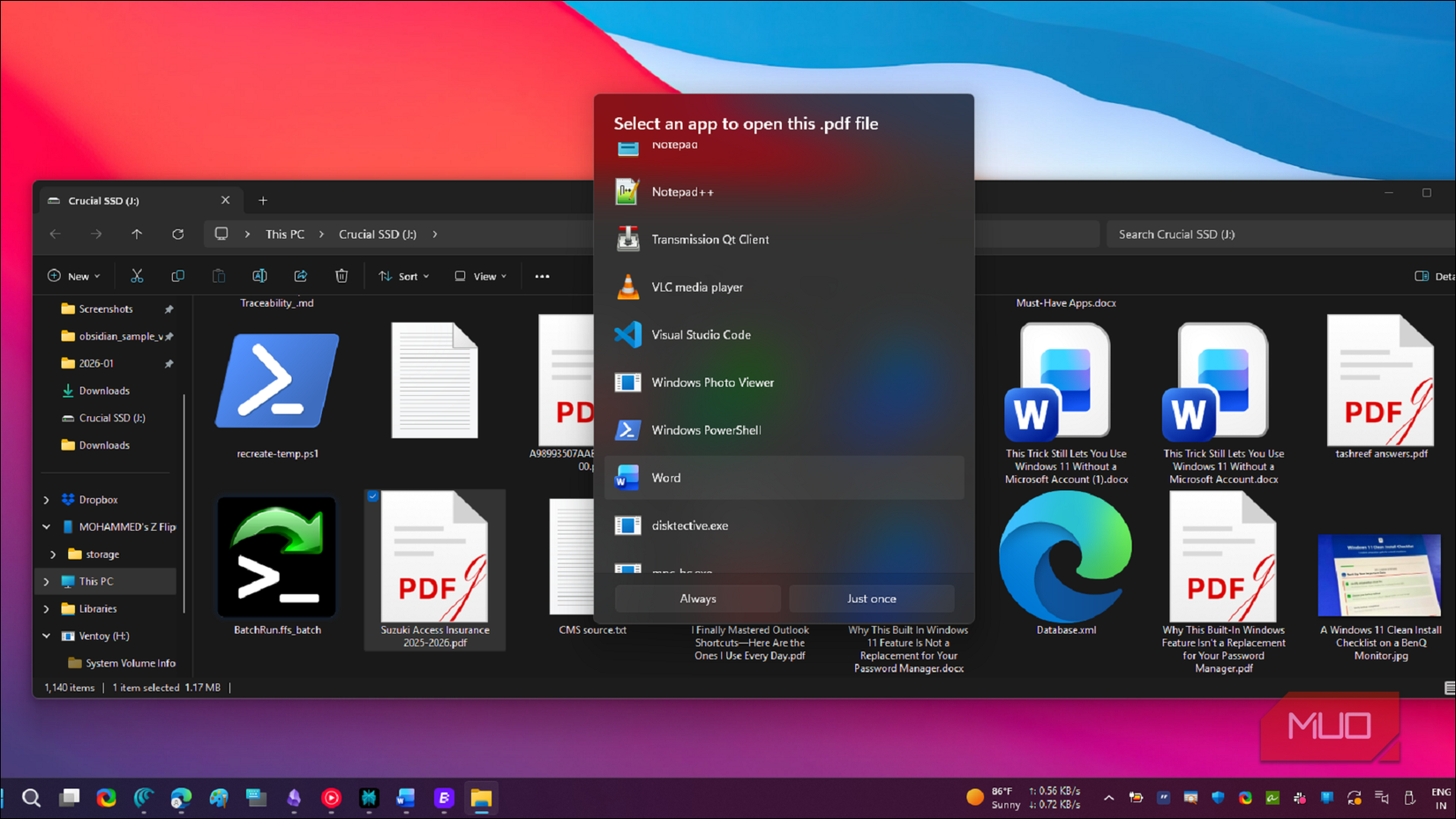 Open with dialog in Windows 11