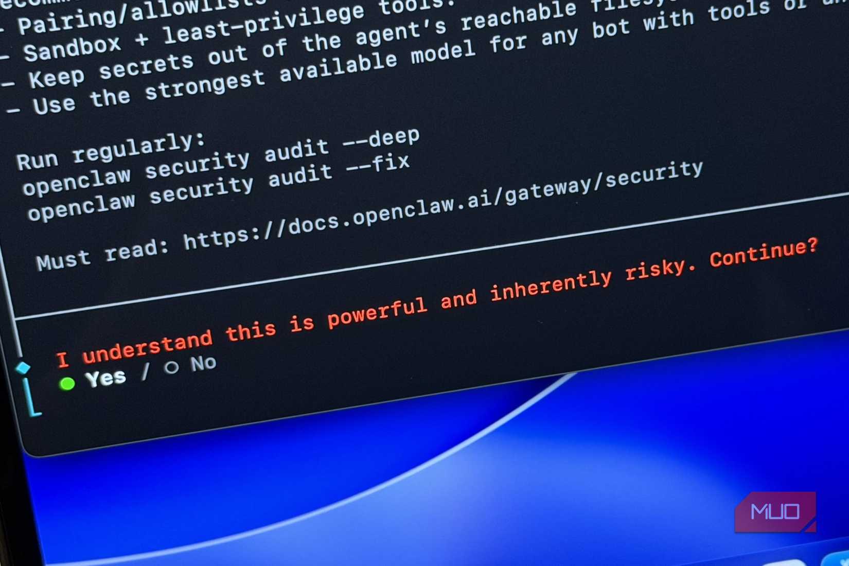 OpenClaw onboarding initial agreement