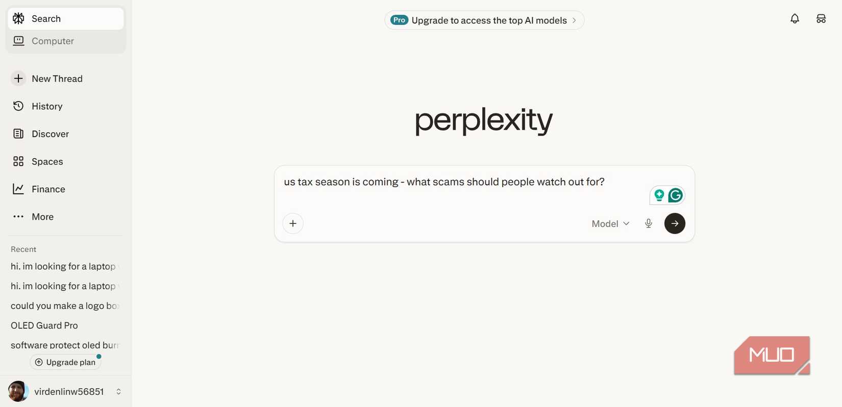 perplexity ai search prompt.