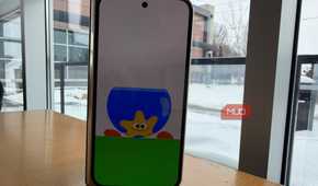 A Google Pixel 10 Pro Fold on a table showing a Made You Look animation.