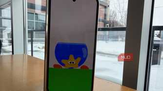 A Google Pixel 10 Pro Fold on a table showing a Made You Look animation.