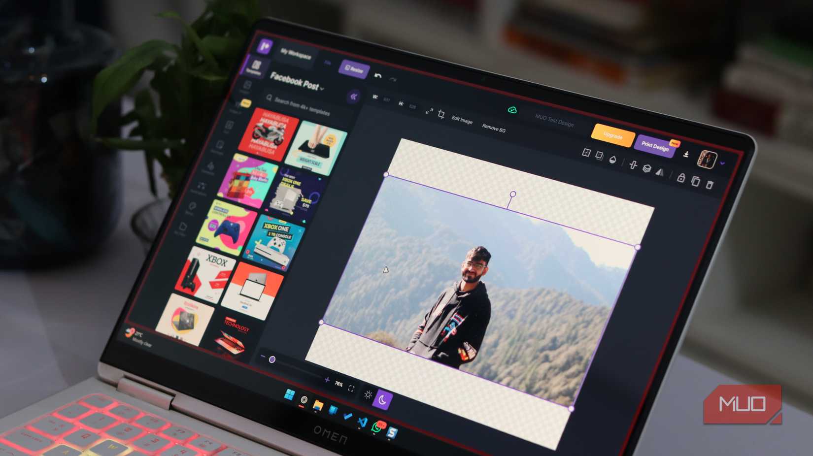 رابط کاربری Pixelied با تصویر بارگذاری‌شده