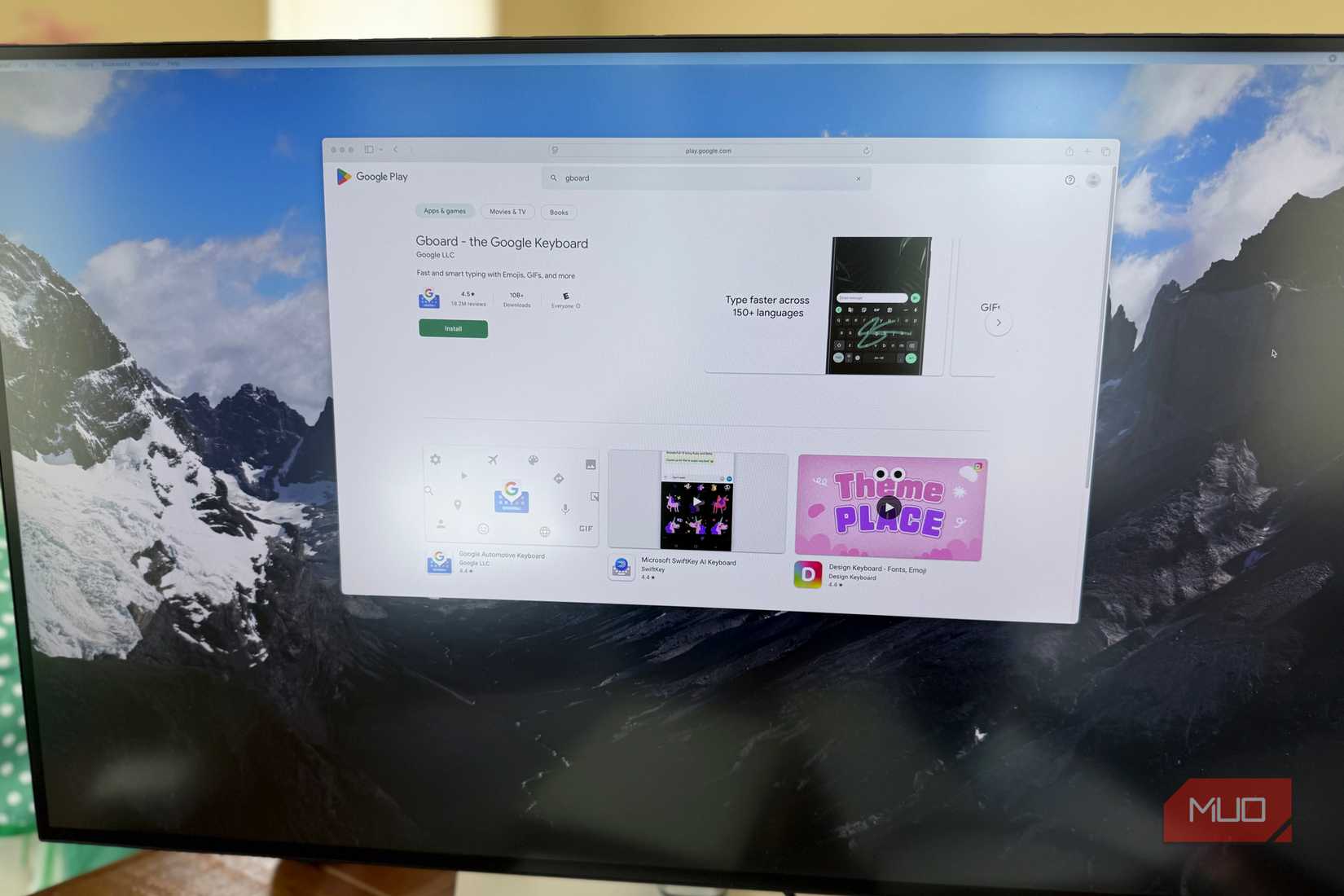 Play Store Gboard on desktop