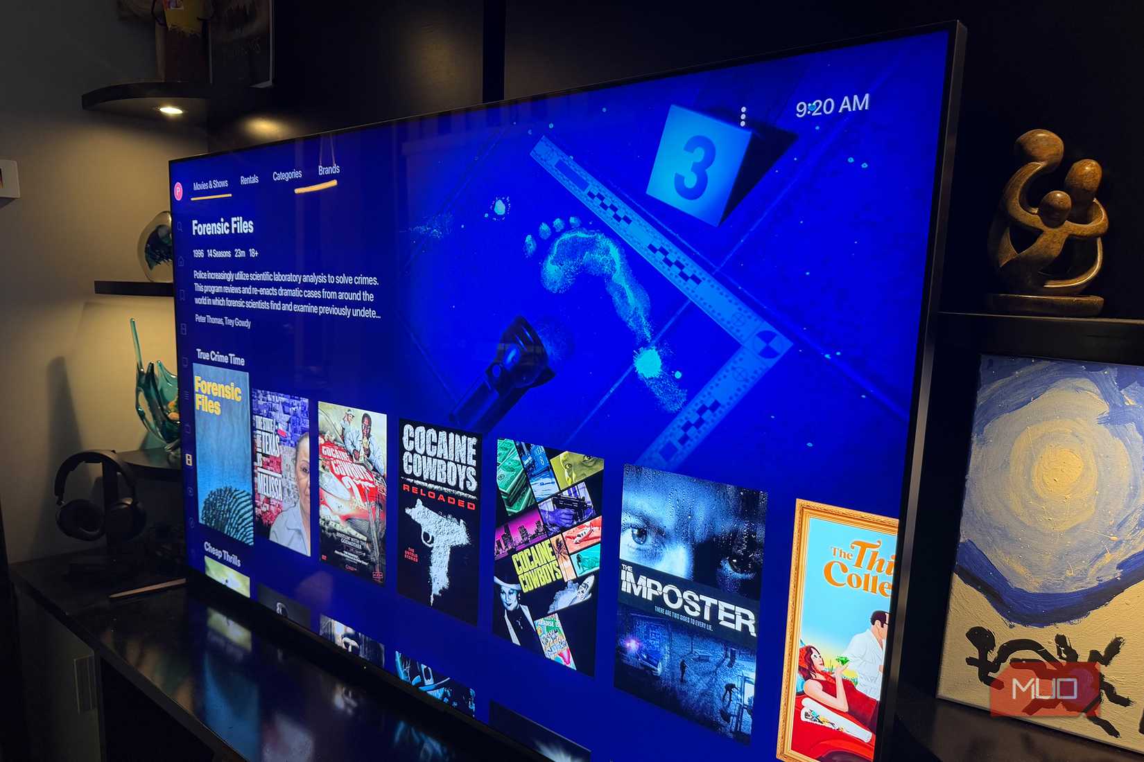 A TV showing the on-demand guide for Plex.