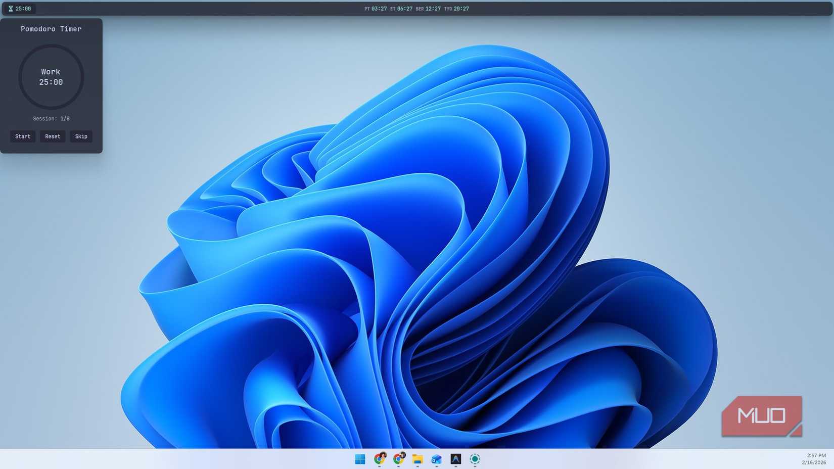 উইন্ডোজের জন্য YASB-তে Pomodoro টাইমার