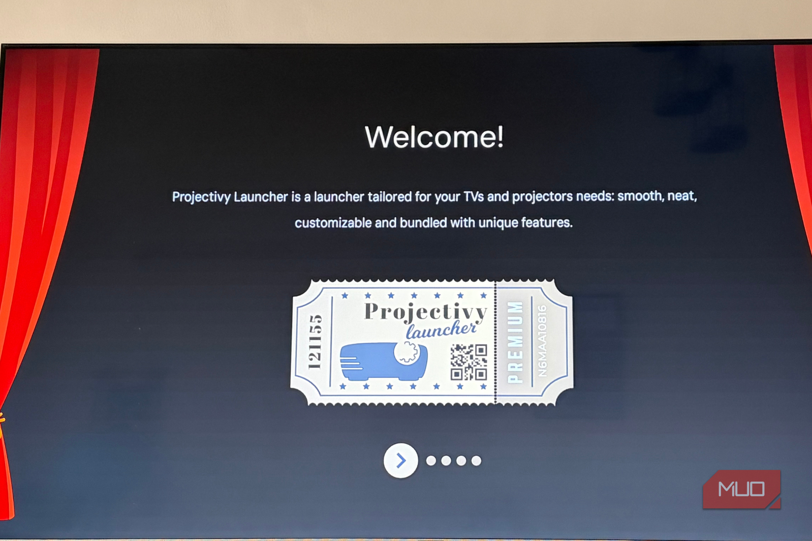 Projectivy launcher welcome page on TV
