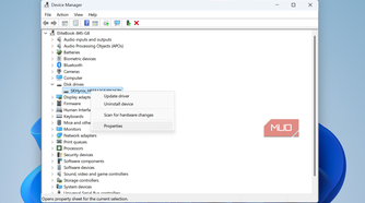Right-click menu in Windows Device Manager.