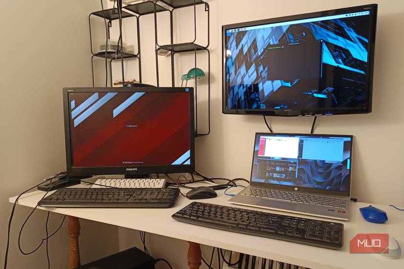 A setup of various computers.