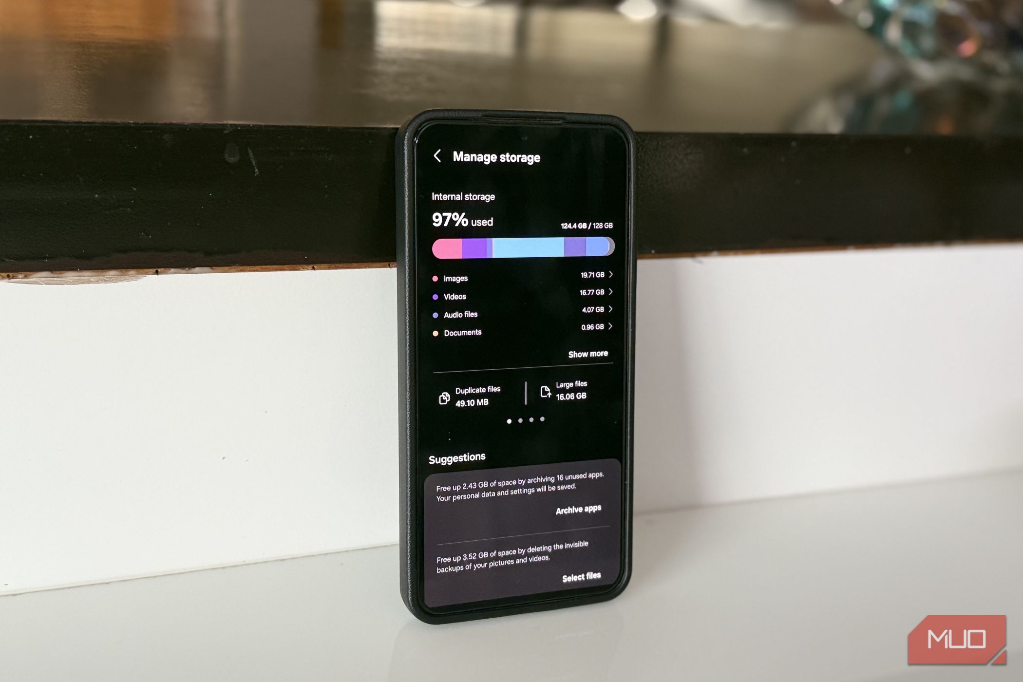 Samsung phone showing storage menu
