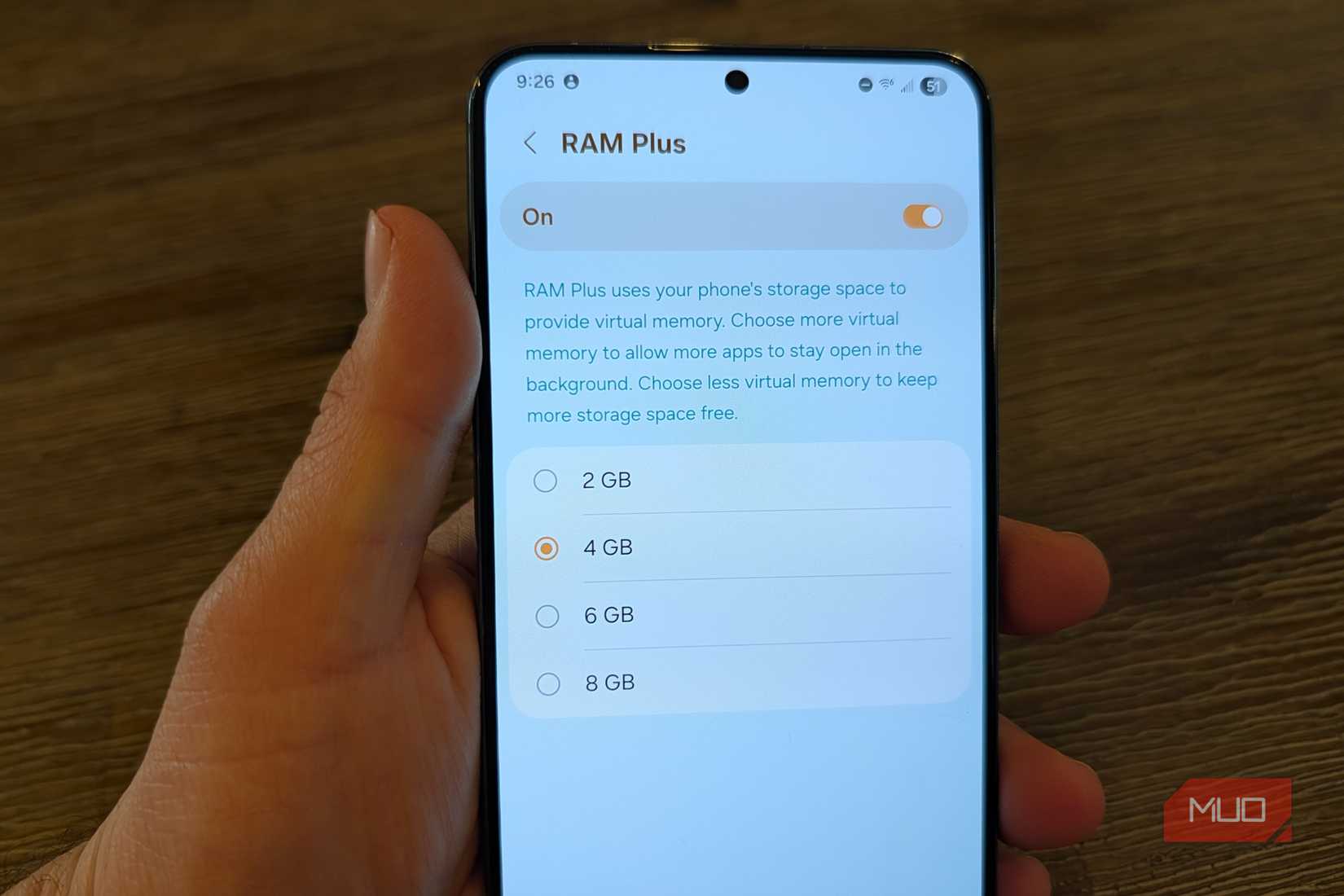 Opciones de RAM Plus de Samsung
