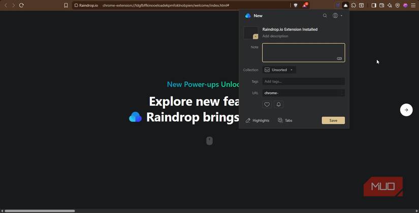 Saving bookmarks with Raiindrop