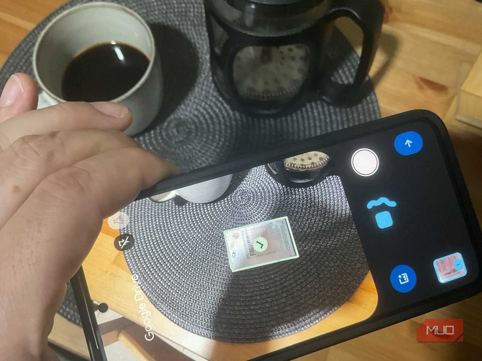 Scanning an item on the go with Google Drive.