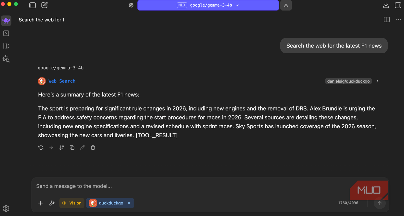 LM Studio searching the web via DuckDuckGo