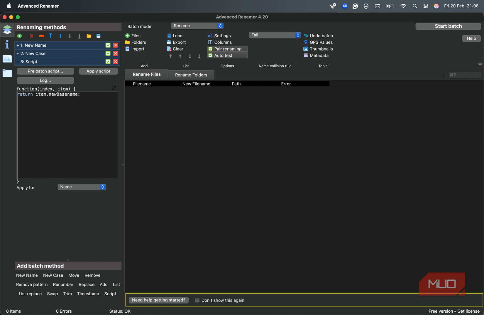 অ্যাডভান্সড রিনেমারে স্ক্রিপ্টিং বৈশিষ্ট্য
