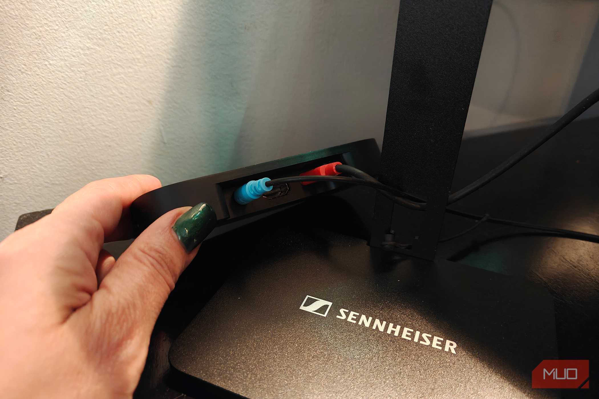 The back of the Sennheiser BTA1 Bluetooth transmitter.