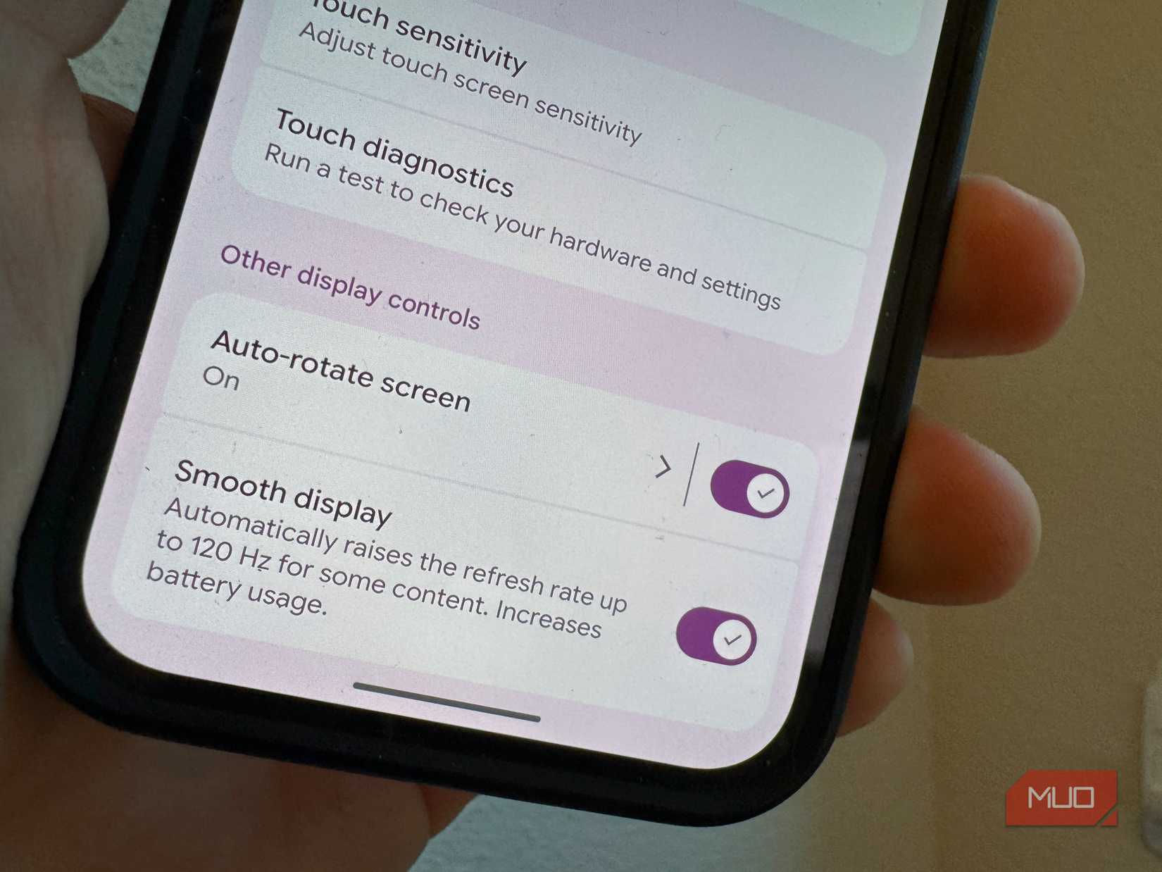 Visualización fluida en Configuración en Pixel 9