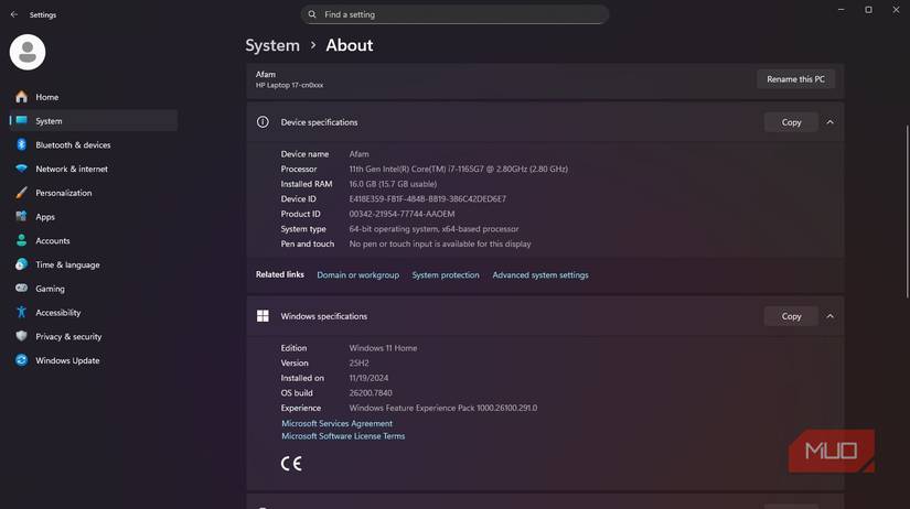 Specifications for Windows 11