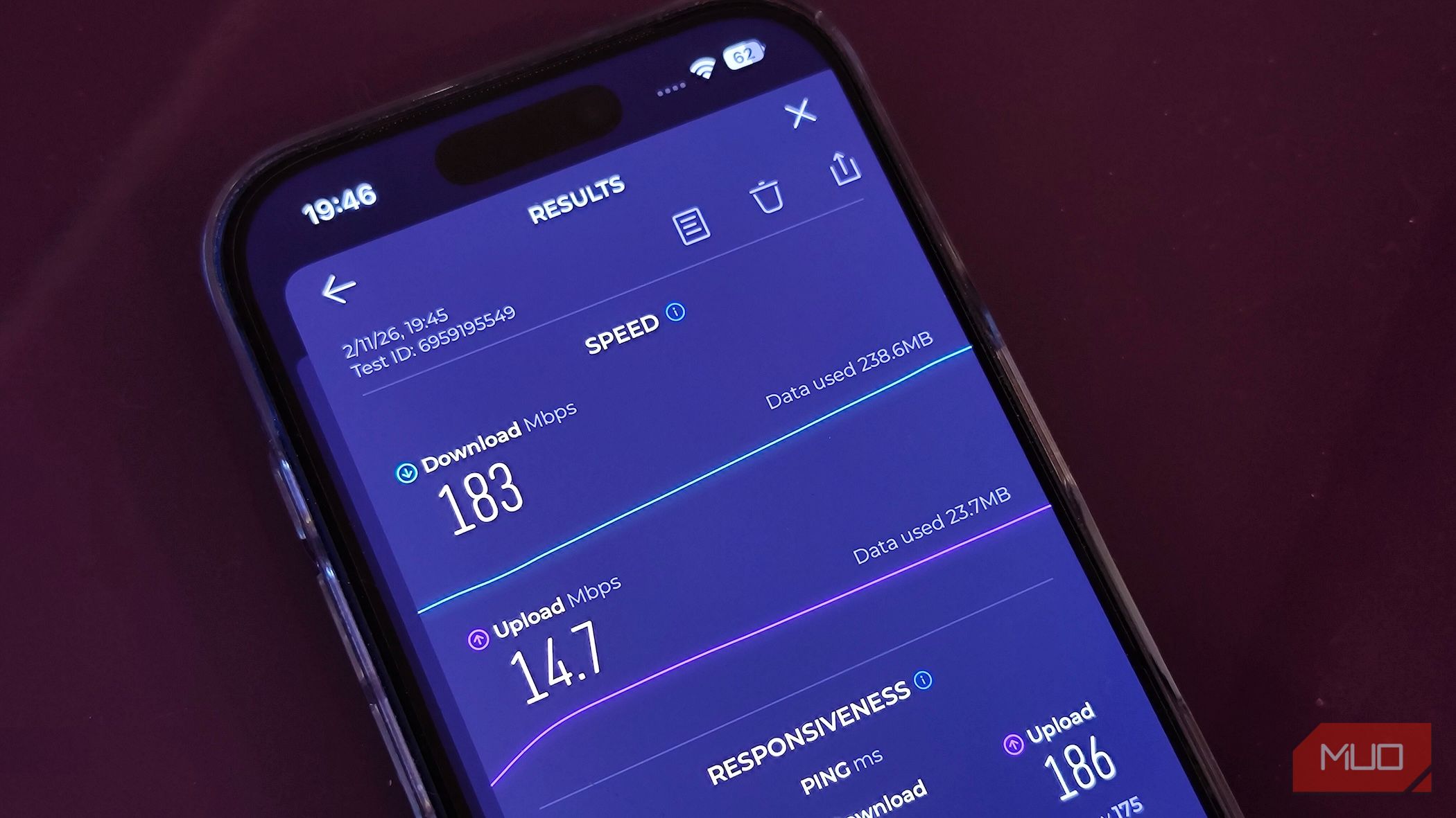 Speed test results on an iPhone 17 Pro
