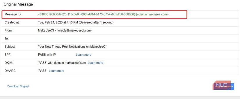 Spoting the message ID column