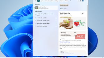 Start menu web search