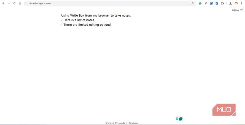 Taking notes on Write Box