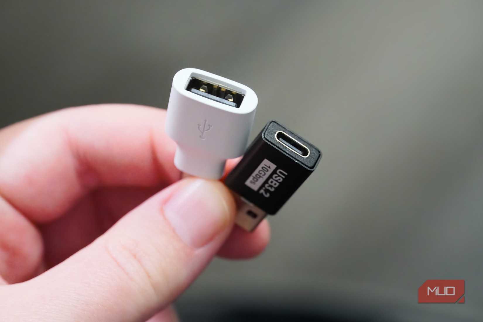 USB-C to USB-A and USB-A to USB-C dongles.