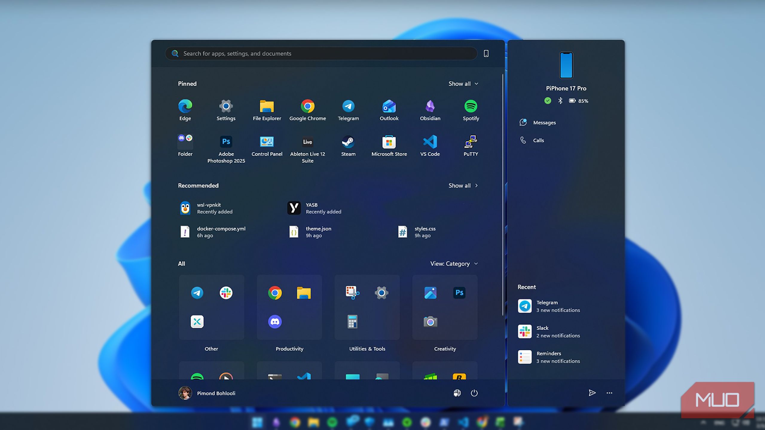 The new Windows 11 Start menu