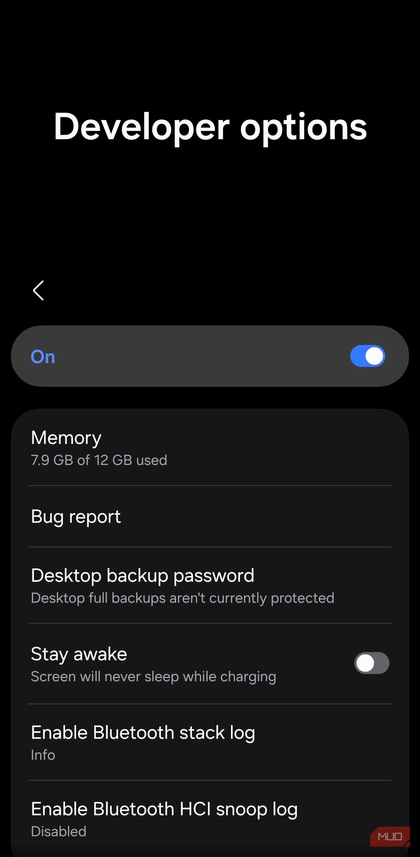 Toggle On Developer Options on Android