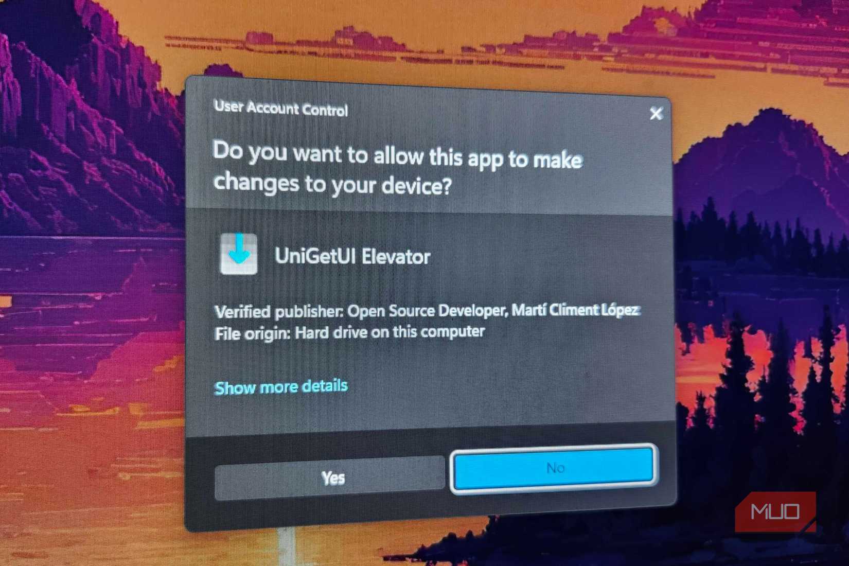 UniGetUI Elevator Make Changes